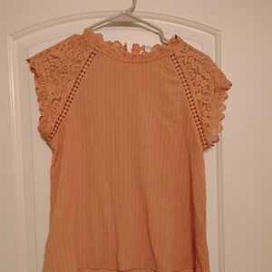Peach Lace Sleeve Women's Top